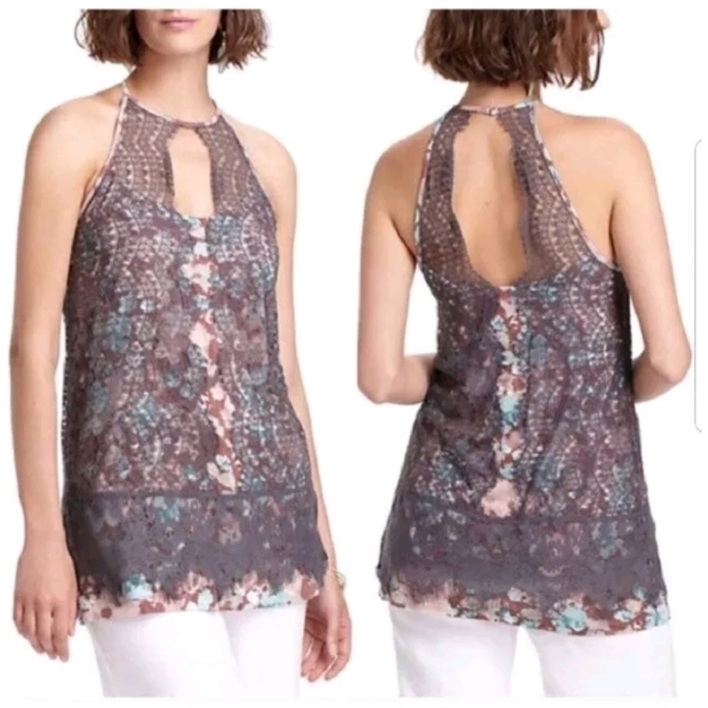 Anthropologie Postman Sea Drift Lace Tank Top